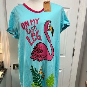 Lazy One Flamingo Graphic sleep Tee - Blue and Pink